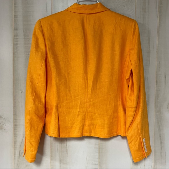 Lauren Ralph Lauren Petite Orange Linen Blazer Jackst Sz 10P - Picture 2 of 6